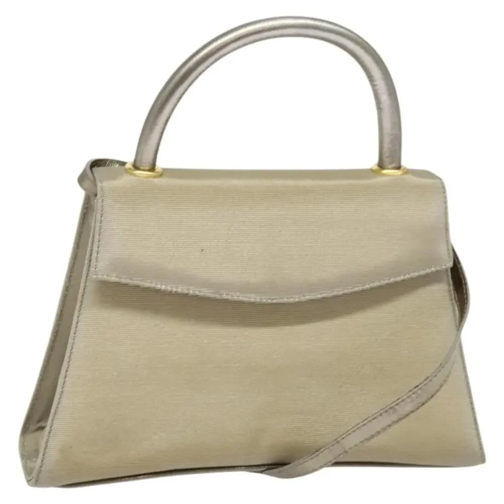 Salvatore Ferragamo Nylon Vara Handbag Beige